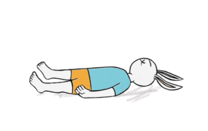 Illustrated bunny lying down sleeping