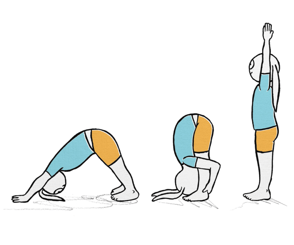 Illustrated bunnies doing yoga poses to show Children's Wellbeing Training through movement