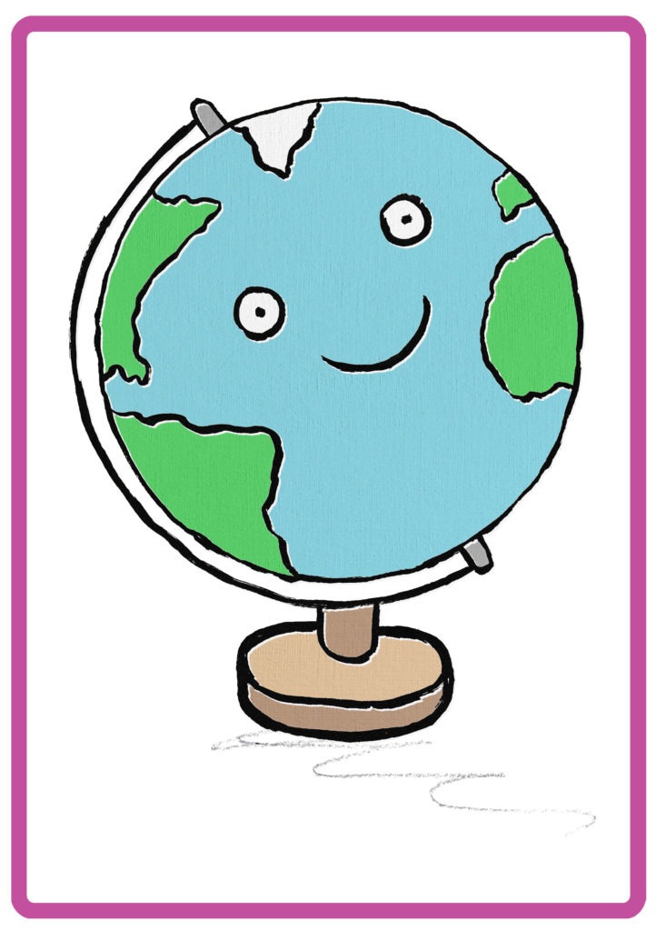 Illustrated globe, representing the game Around the World