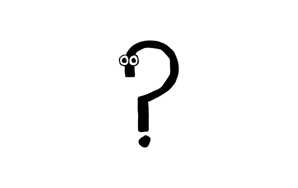 illustrated question mark with eyes to make it a curious character